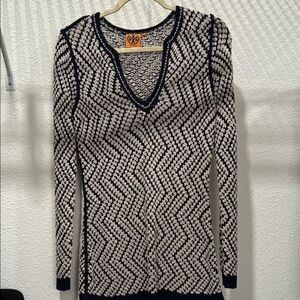 Tory Burch Blue and Cream Women's Sweater